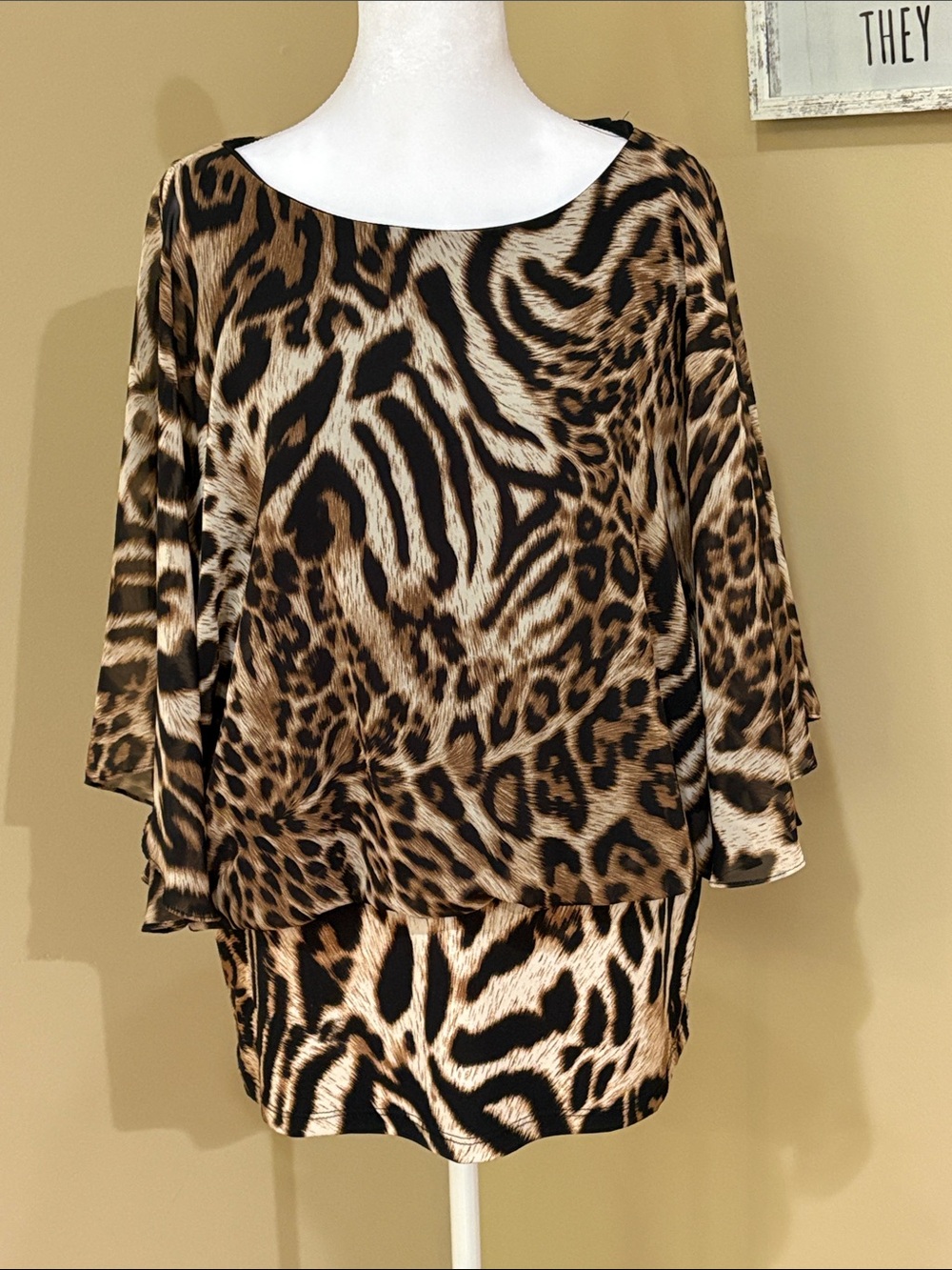 Coco Bianco Brown and Black Leopard-Print Flowing Tunic